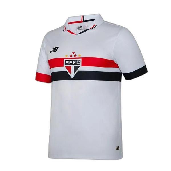 Imagem de Camiseta New Balance Home SPFC 2024 Jogador Masculina - Branco Vermelho e Preto