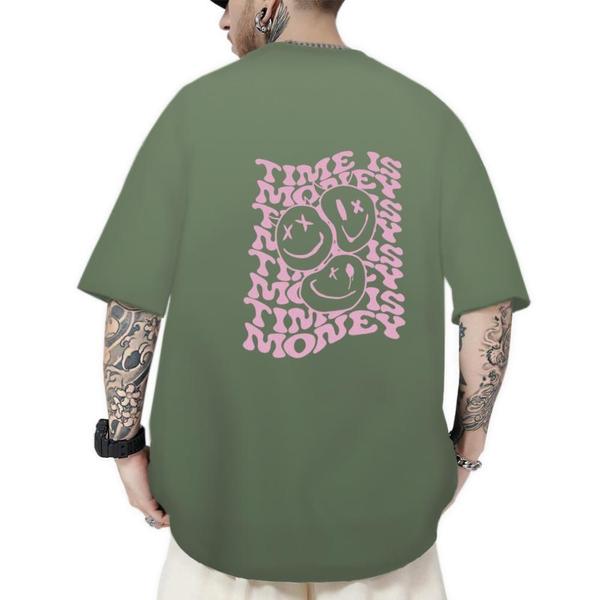 Imagem de Camiseta Oversized Masculina Estampa Time is Money Moda Streetwear Confortável Leve e Macia Barata