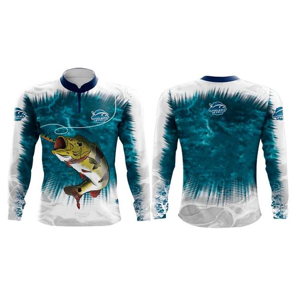 Imagem de Camiseta Pesca Concept Fishing Proteção UV Infantil ao Adulto X3 Tucunaré Azul