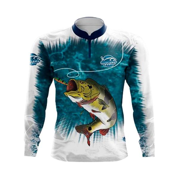 Imagem de Camiseta Pesca Concept Fishing Proteção UV Infantil ao Adulto X3 Tucunaré Azul