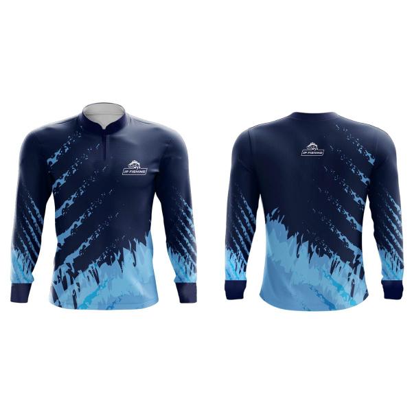 Imagem de Camiseta Pesca Esportiva JP Fishing Proteção Solar UV30+ Degradê Azul Trilha