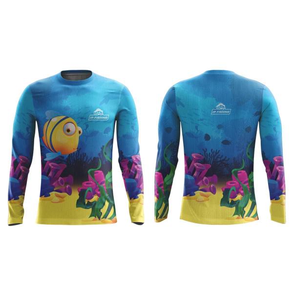 Imagem de Camiseta Pesca Esportiva JP Fishing Proteção Solar UV30+ Infantil Azul Passeio