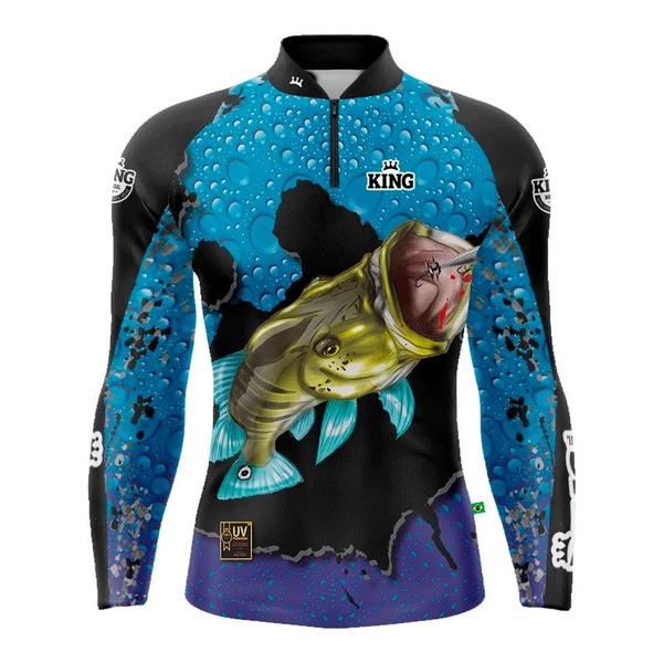 Imagem de Camiseta Pesca King Brasil Fator Proteção Solar KFF60 Tucunaré Azul