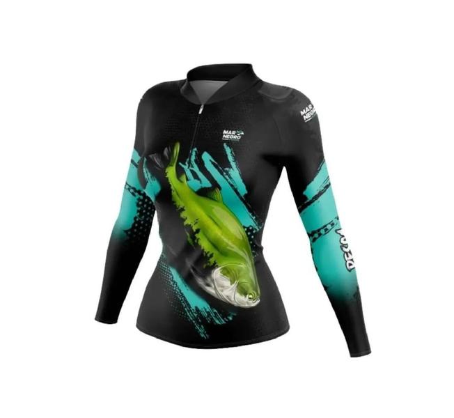 Imagem de Camiseta Pesca Uv50 Mar Negro Feminina Premium Tambaqui - Tam M