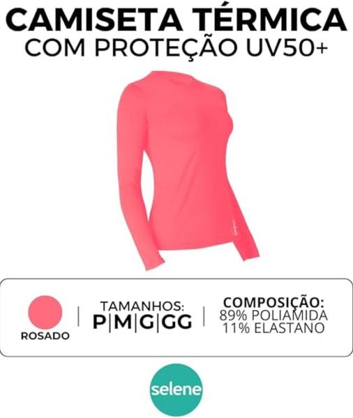 Camiseta Proteção Solar Uv 50+ Manga Longa Selene Feminina Imagem de Camiseta Proteção Solar Uv 50+ Manga Longa Selene Feminina