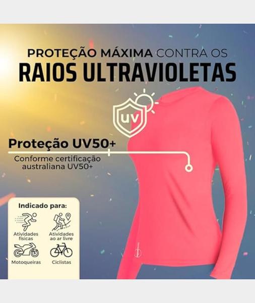Camiseta Proteção Solar Uv 50+ Manga Longa Selene Feminina Imagem de Camiseta Proteção Solar Uv 50+ Manga Longa Selene Feminina