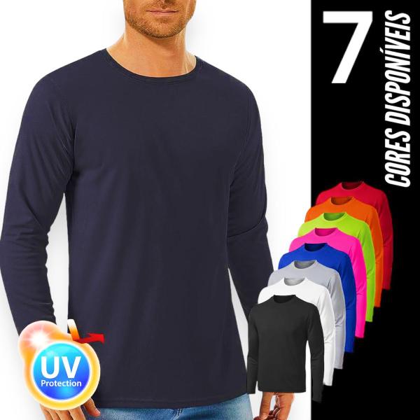 Imagem de Camiseta PROTEÇÃO SOLAR UV Masculina Manga Longa Térmica Fitness Academia Corrida Praia Verão 247