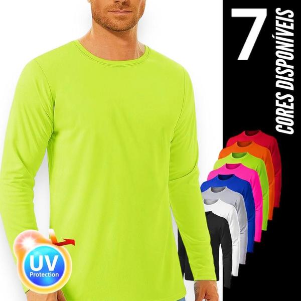 Imagem de Camiseta PROTEÇÃO SOLAR UV Masculina Manga Longa Térmica Fitness Academia Corrida Praia Verão 247