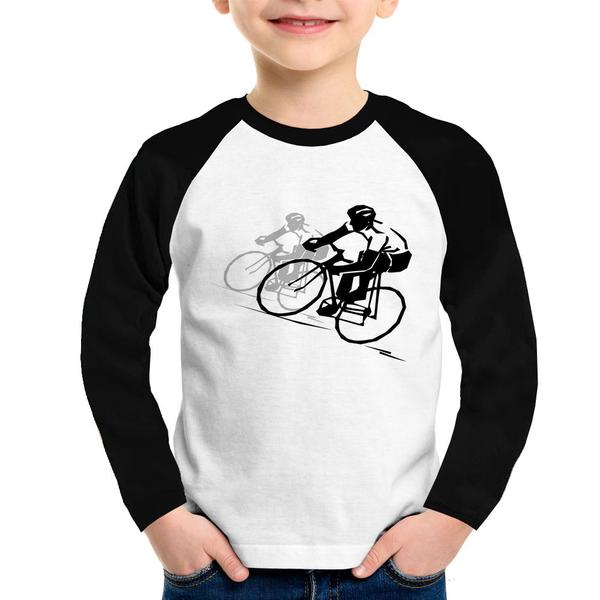 Camiseta Raglan Infantil Bike Corrida Manga Longa - Foca na Moda Imagem de Camiseta Raglan Infantil Bike Corrida Manga Longa - Foca na Moda