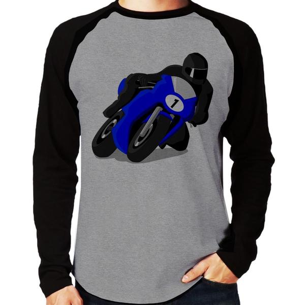 Imagem de Camiseta Raglan Moto Corrida Manga Longa - Foca na Moda