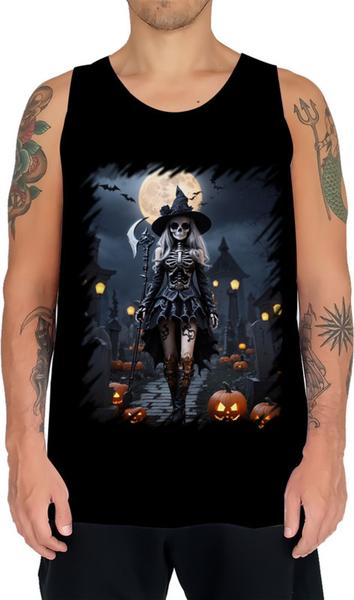 Imagem de Camiseta Regata Bruxa Caveira Halloween 14