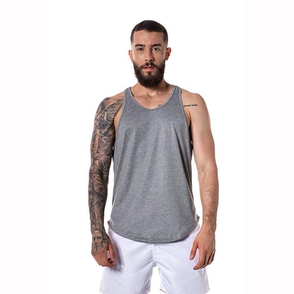 Imagem de Camiseta Regata Cavada Masculina Cinza Treino Academia