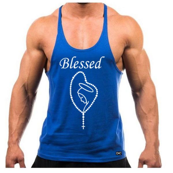 Imagem de Camiseta Regata Cavada Masculina Machão Treino Academia Fitness Blessed