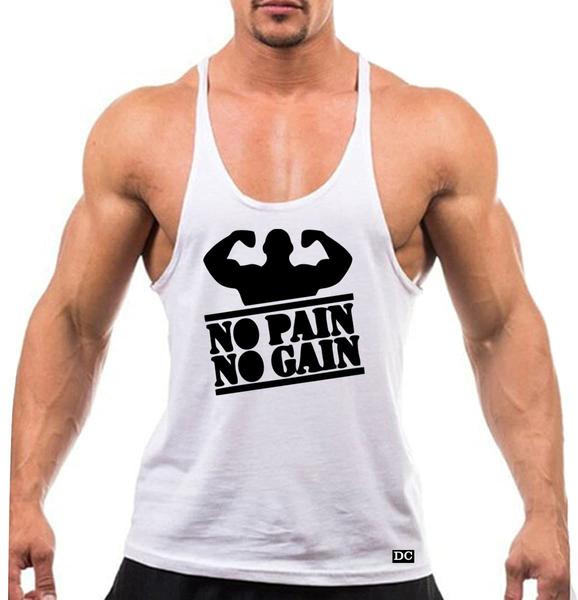 Imagem de Camiseta Regata Cavada Masculina Machão Treino Academia Fitness No Pain