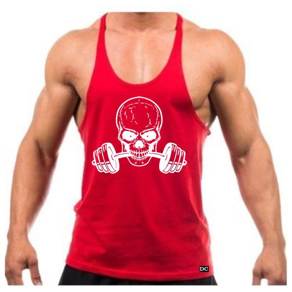 Imagem de Camiseta Regata Cavada Masculino Academia Treino Caveira Musculação