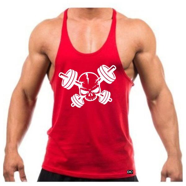 Imagem de Camiseta Regata Cavada Masculino Academia Treino Estampa Caveira