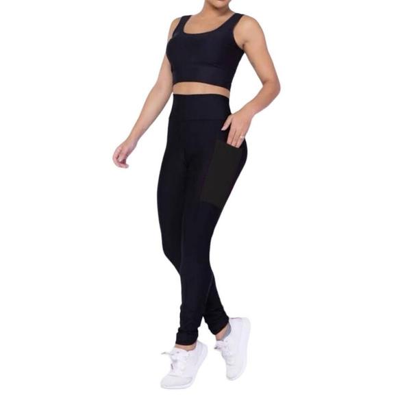 Imagem de Camiseta REGATA DRY FIT MALHA FRIA POLIAMIDA + Calça LEG LEGGING BOLSOS Conjunto Fitness 540