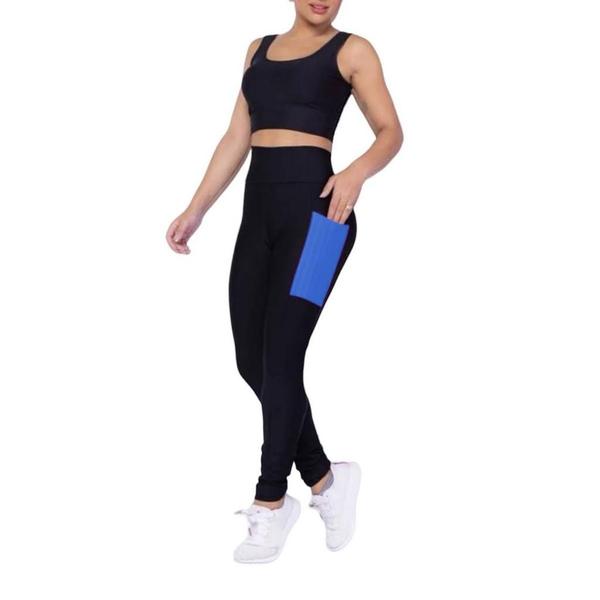 Imagem de Camiseta REGATA DRY FIT MALHA FRIA POLIAMIDA + Calça LEG LEGGING BOLSOS Conjunto Fitness 540