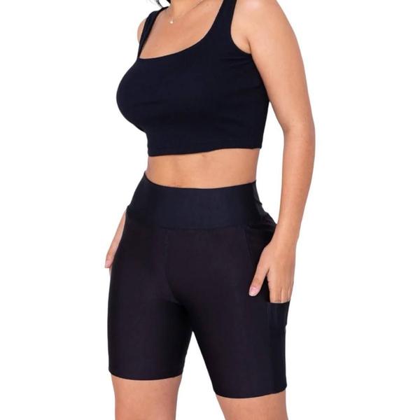 Imagem de Camiseta REGATA Dry Fit MALHA FRIA POLIAMIDA + SHORT Leg Legging COM BOLSOS Conjunto Fitness 552