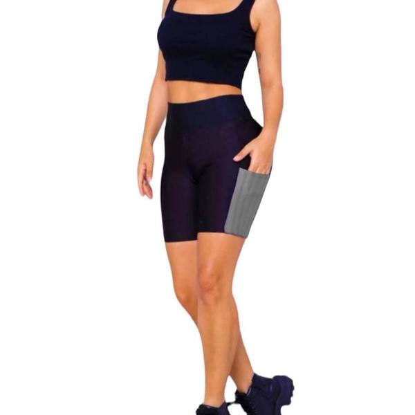 Imagem de Camiseta REGATA Dry Fit MALHA FRIA POLIAMIDA + SHORT Leg Legging COM BOLSOS Conjunto Fitness 552