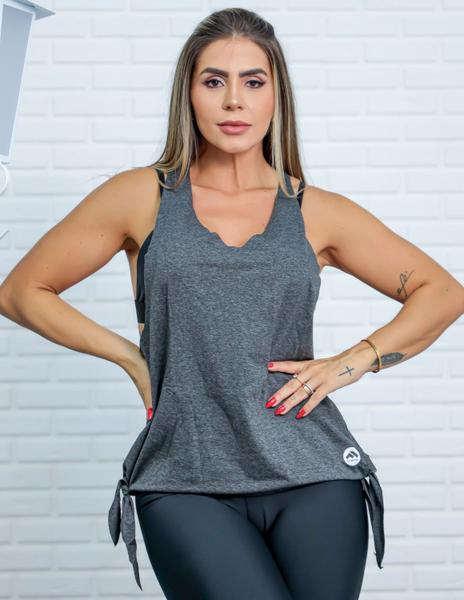 Imagem de Camiseta Regata Feminina Esportiva com Nó Lateral Ajustável