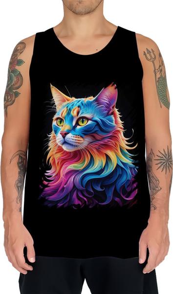 Imagem de Camiseta Regata Gatinho Ondas Magnéticas Vibrante 5