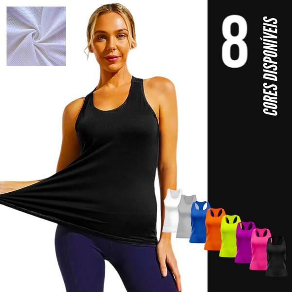 Imagem de Camiseta REGATA MALHA FRIA POLIAMIDA feminina Dry Fit tecido furadinho Academia Fitness Corrida 658