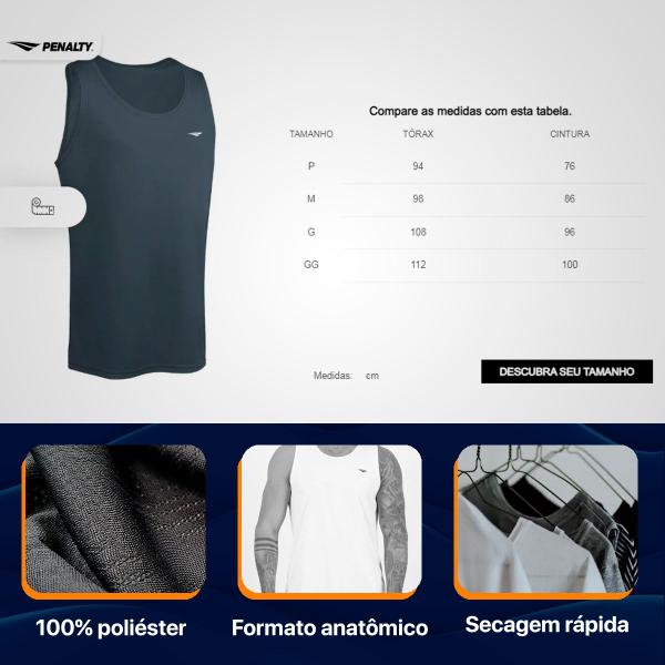 Imagem de Camiseta Regata Penalty Dryone Esporte Academia Tam P Chumbo