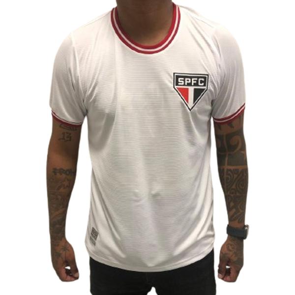 Imagem de Camiseta Retrô Mania São Paulo Jacquard JC001 Masculino - Branco e Vermelho