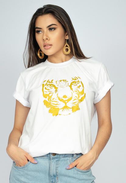 Imagem de Camiseta Richards Algodão Pesca Branca Tigre Dourado