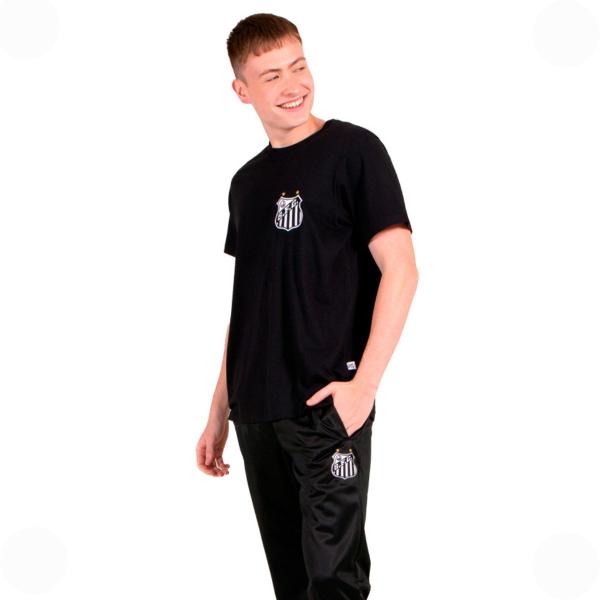 Camiseta Santos Oficial Torcedor Escudo Bordado Masculina Imagem de Camiseta Santos Oficial Torcedor Escudo Bordado Masculina