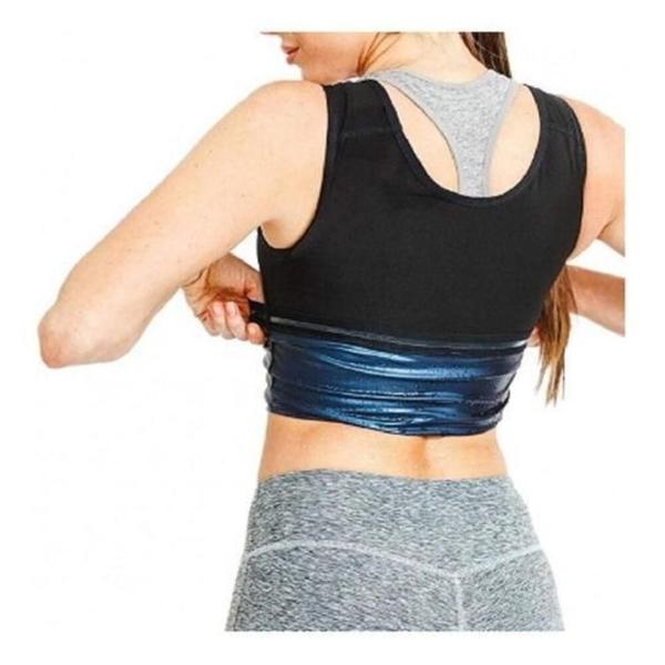 Imagem de Camiseta sauna portatil roupa mulher treinamento treino corrida bike abdominal feminino