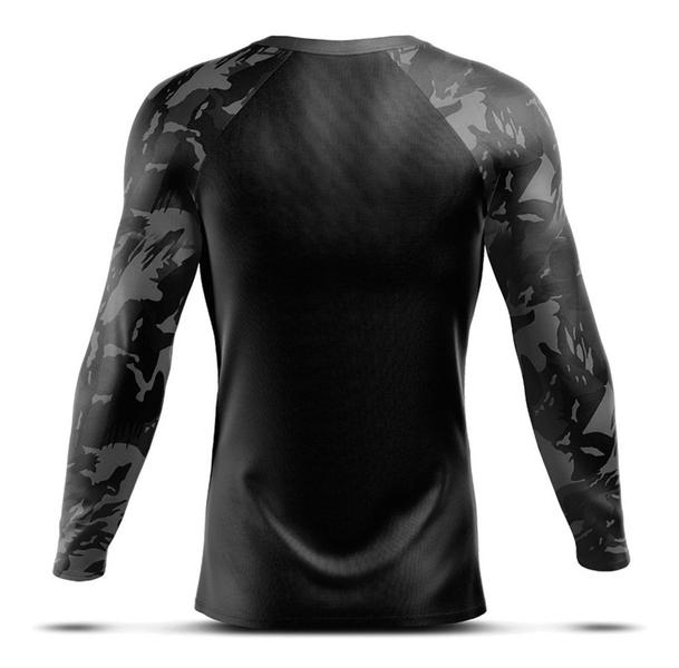 Imagem de Camiseta Térmica Blusa Esportiva Longa Rash Guard Corrida Jiu Jitsu Proteção Solar UV Luta Dry Fit