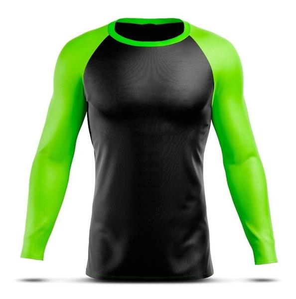 Imagem de Camiseta Térmica Blusa Esportiva Longa Rash Guard Corrida Jiu Jitsu Proteção Solar UV Luta Dry Fit