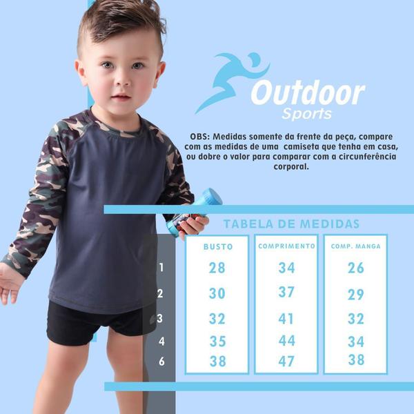 Imagem de Camiseta Térmica Infantil Proteção Solar Uv50+ Tam 1 Ao 6 Cinza Claro Camuflado Urbano