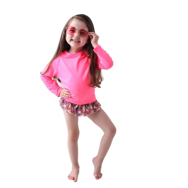 Imagem de Camiseta Térmica Infantil Proteção Solar Uv50+ Tam 1 Ao 6 Hot Pink