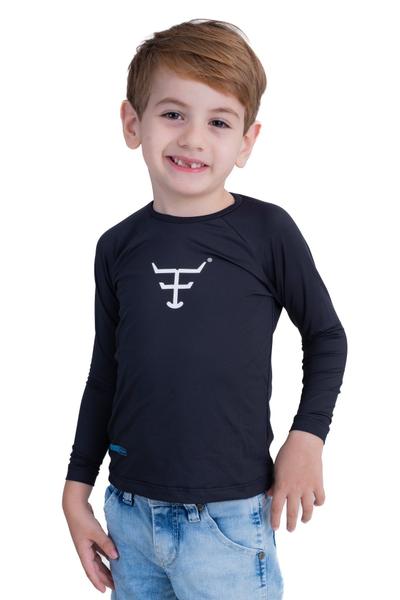 Imagem de Camiseta Térmica Infantil Unissex Uv50+ M. Longa - Uvmini004 - Preto