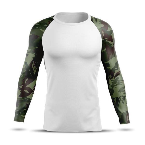 Imagem de Camiseta Térmica Segunda Pele AD Store Dry Fit Branco e Camuflado Exército