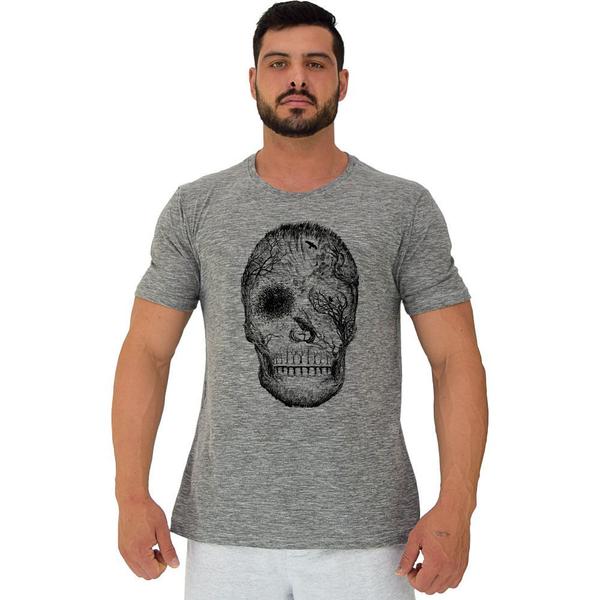 Imagem de Camiseta Tradicional Manga Curta MXD Conceito Forest Skull Caveira Floresta Noturna