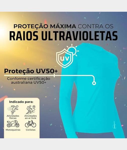 Imagem de Camiseta Unissex Blusa Proteção Solar Feminina Fitness Uv50+