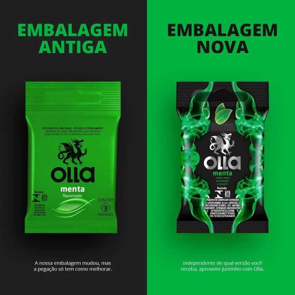 Imagem de Camisinha Preservativo Olla Sabor Menta Com 3 Unidades