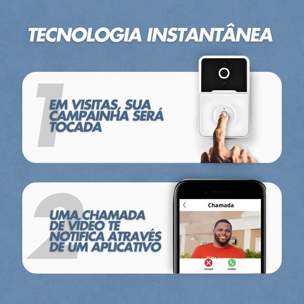 Imagem de Campainha C/ Câmera Wifi S Fio Inteligente Interfone C Áudio