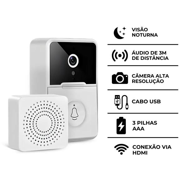 Imagem de Campainha C/ Câmera Wifi S Fio Inteligente Interfone C Áudio