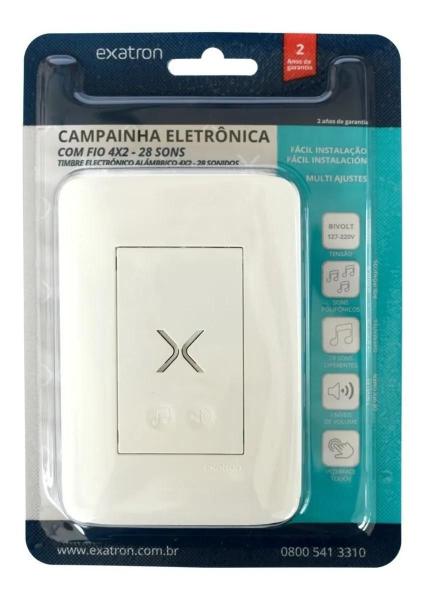 Imagem de Campainha Eletronica 28 Toques Conjunto 4X2 Bivolt Exatron