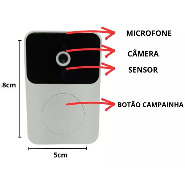 Imagem de Campainha Inteligente com Câmera, Interfone e Áudio sem Fio - Segurança Wi-Fi Recarregável para Residências