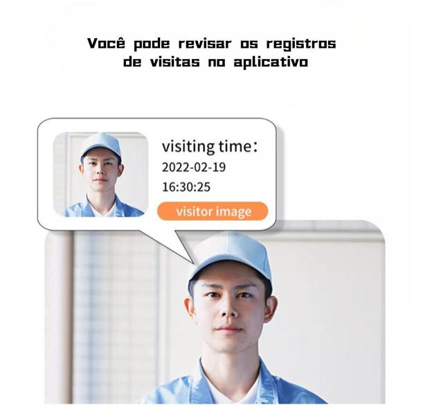 Imagem de Campainha Inteligente Sem Fio Com Vídeo Wi-Fi Voz Registro Visitante