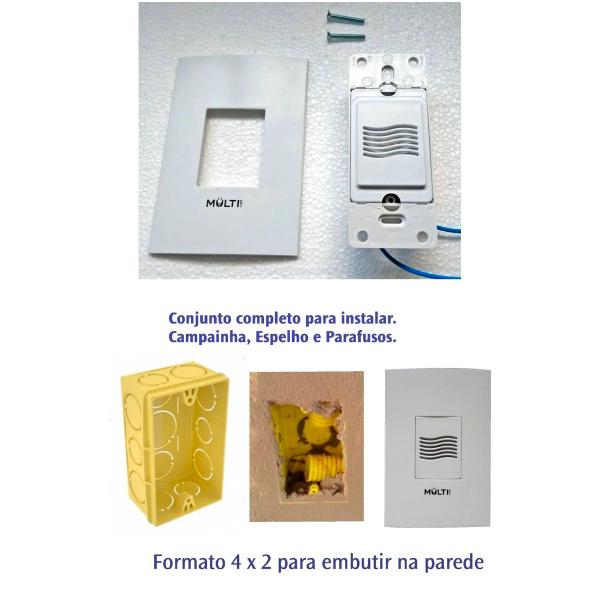 Imagem de Campainha Residencial De Embutir Caixa 4X2 Multicraft Som Grilo Fácil isntalação