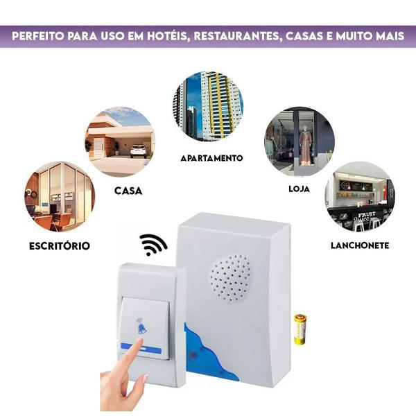 Imagem de Campainha Residencial Wireless S/ Fio Resistente Água 50m