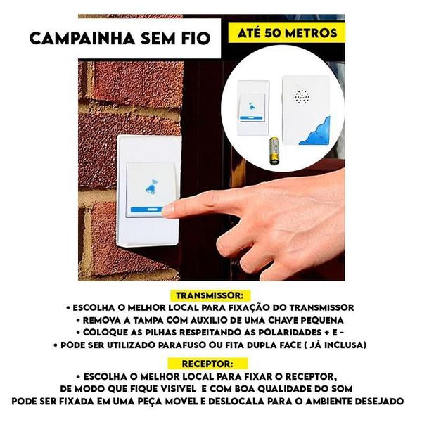 Imagem de Campainha S/Fio Residencia 32 Toques Wireless Longo Alcance