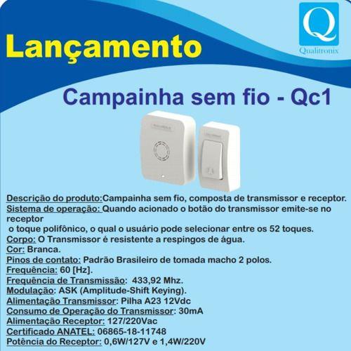 Imagem de Campainha Sem Fio 150 Metros Longo Alcance Externa Bivolt